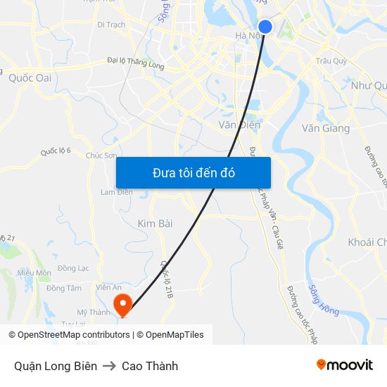 Quận Long Biên to Cao Thành map