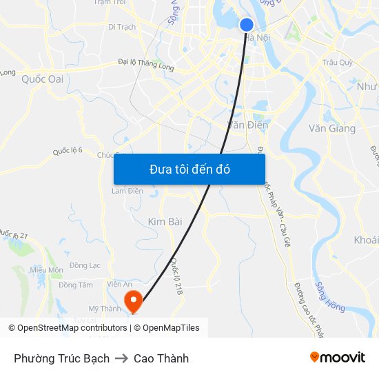 Phường Trúc Bạch to Cao Thành map