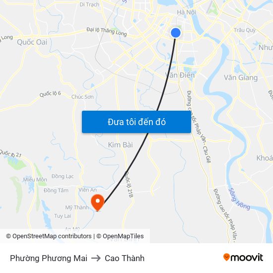 Phường Phương Mai to Cao Thành map