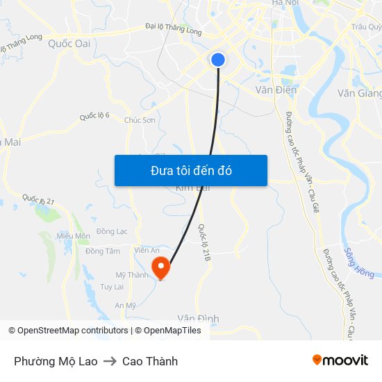 Phường Mộ Lao to Cao Thành map