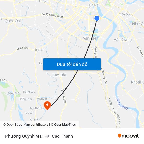 Phường Quỳnh Mai to Cao Thành map