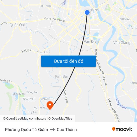 Phường Quốc Tử Giám to Cao Thành map