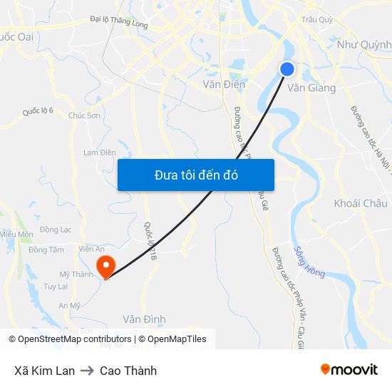 Xã Kim Lan to Cao Thành map