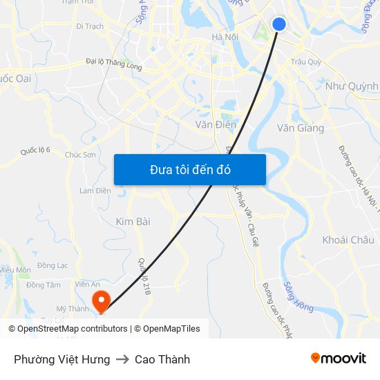 Phường Việt Hưng to Cao Thành map