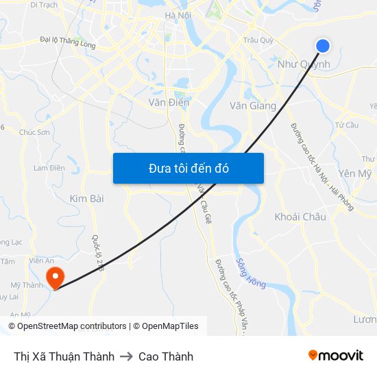 Thị Xã Thuận Thành to Cao Thành map