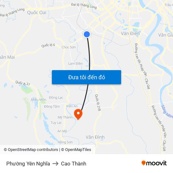 Phường Yên Nghĩa to Cao Thành map