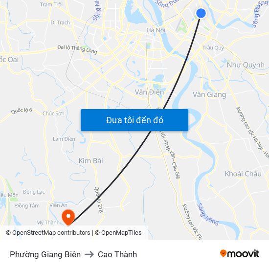 Phường Giang Biên to Cao Thành map