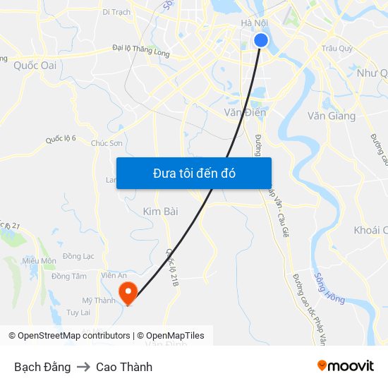 Bạch Đằng to Cao Thành map