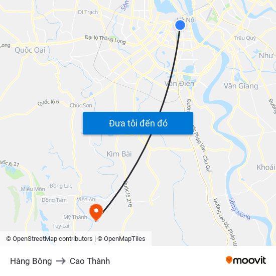 Hàng Bông to Cao Thành map