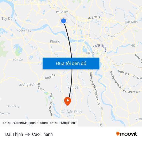 Đại Thịnh to Cao Thành map