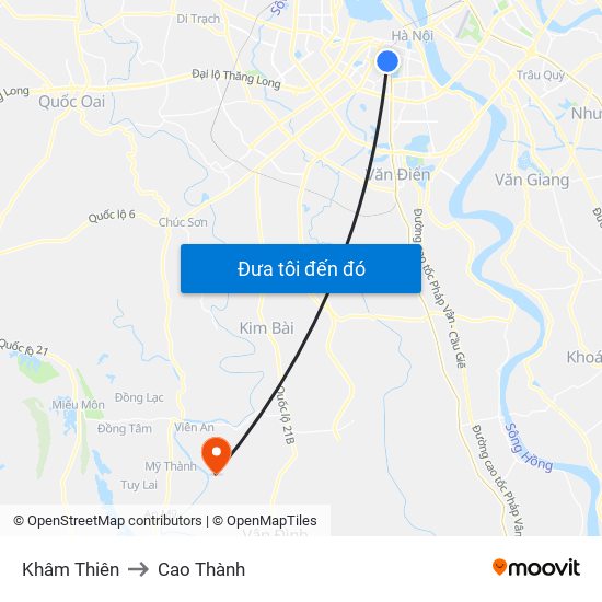 Khâm Thiên to Cao Thành map