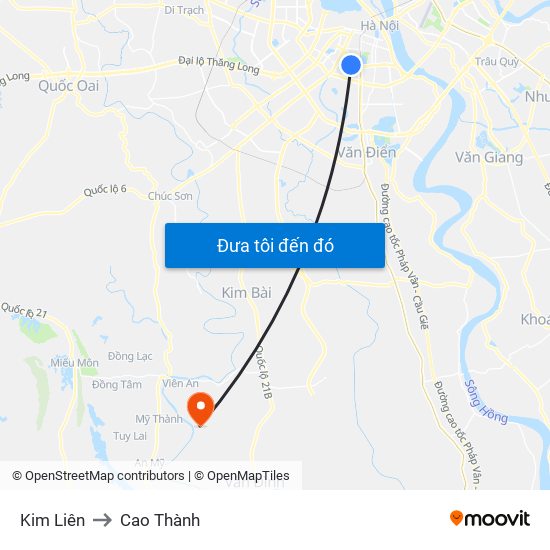 Kim Liên to Cao Thành map