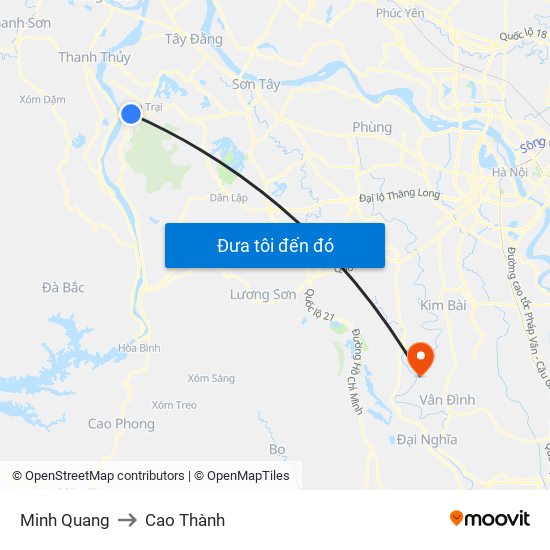 Minh Quang to Cao Thành map