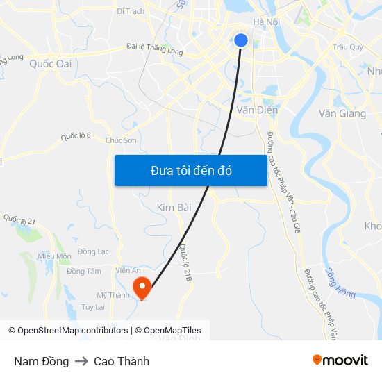 Nam Đồng to Cao Thành map