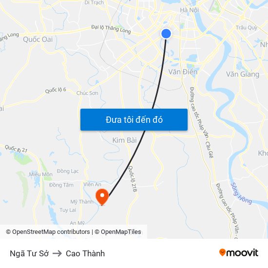 Ngã Tư Sở to Cao Thành map