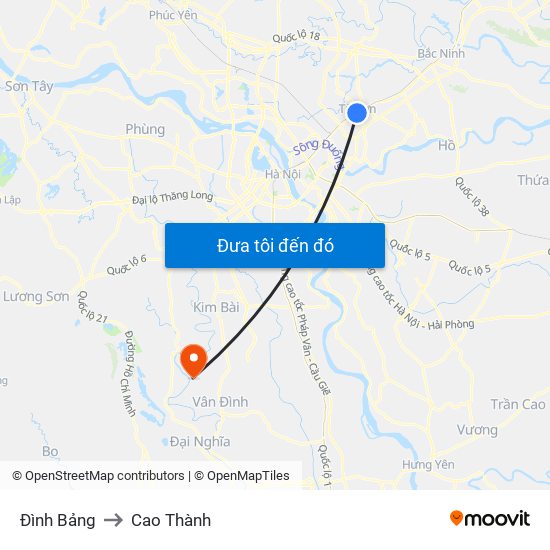 Đình Bảng to Cao Thành map