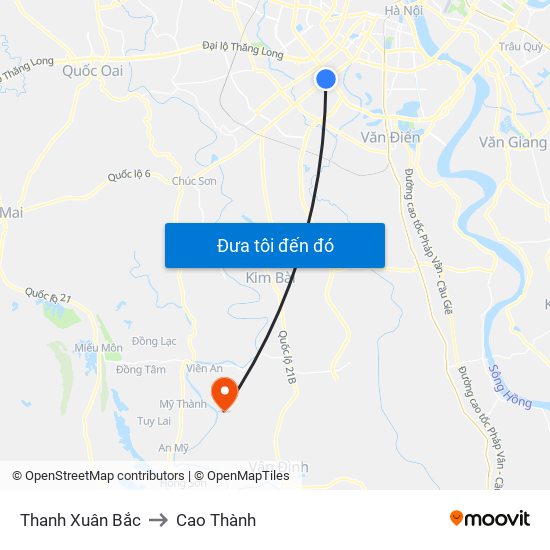 Thanh Xuân Bắc to Cao Thành map