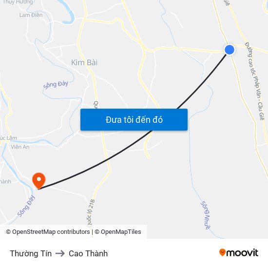 Thường Tín to Cao Thành map