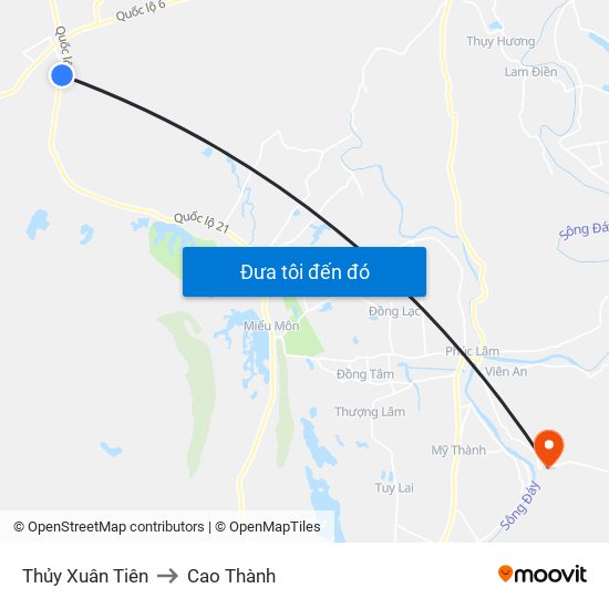 Thủy Xuân Tiên to Cao Thành map