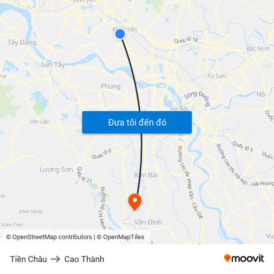 Tiền Châu to Cao Thành map