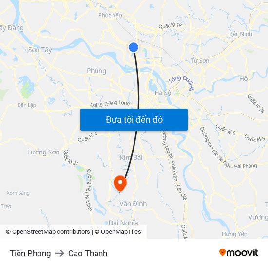 Tiền Phong to Cao Thành map