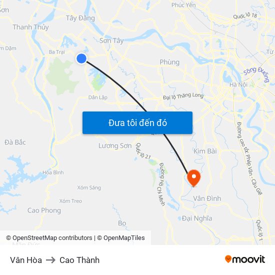 Vân Hòa to Cao Thành map