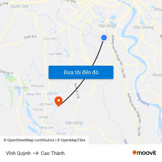 Vĩnh Quỳnh to Cao Thành map