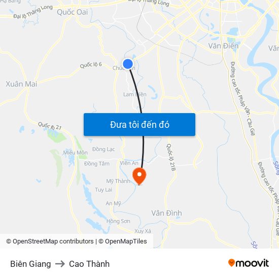 Biên Giang to Cao Thành map