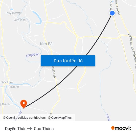 Duyên Thái to Cao Thành map