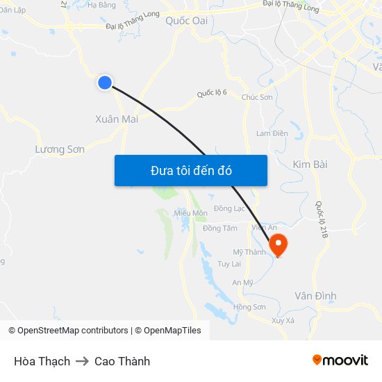 Hòa Thạch to Cao Thành map