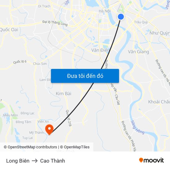 Long Biên to Cao Thành map