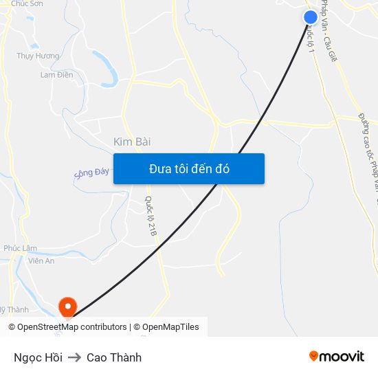 Ngọc Hồi to Cao Thành map