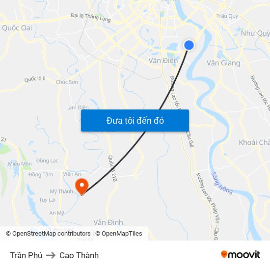 Trần Phú to Cao Thành map