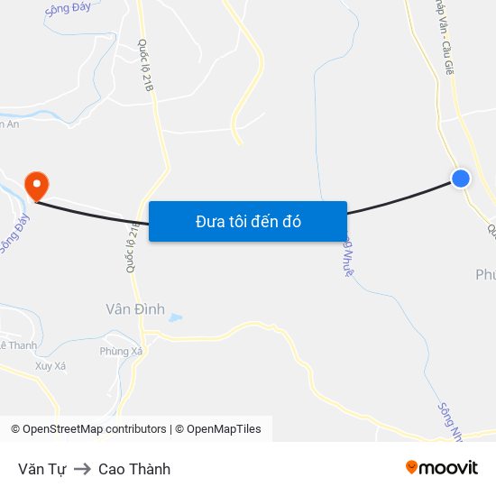 Văn Tự to Cao Thành map