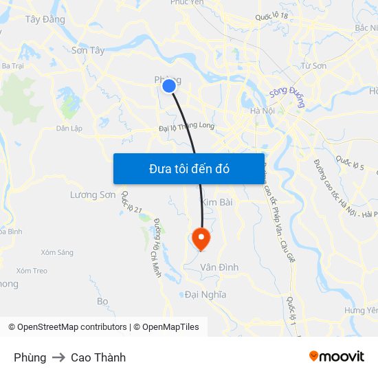 Phùng to Cao Thành map