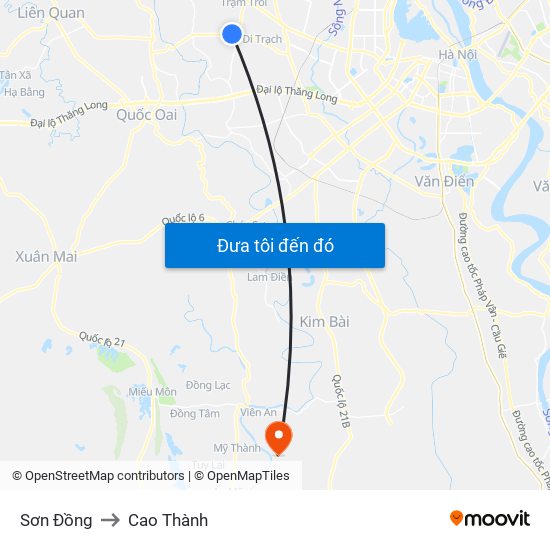 Sơn Đồng to Cao Thành map