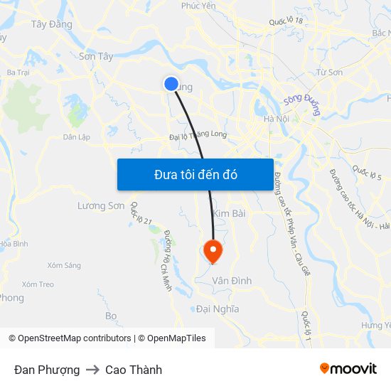 Đan Phượng to Cao Thành map