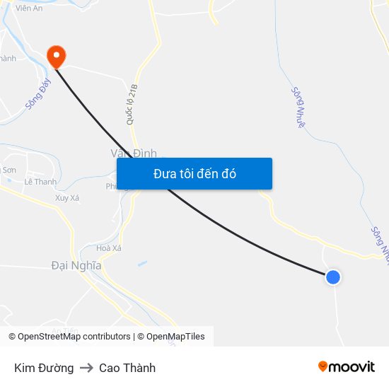 Kim Đường to Cao Thành map