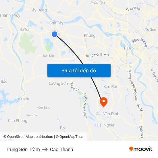 Trung Sơn Trầm to Cao Thành map