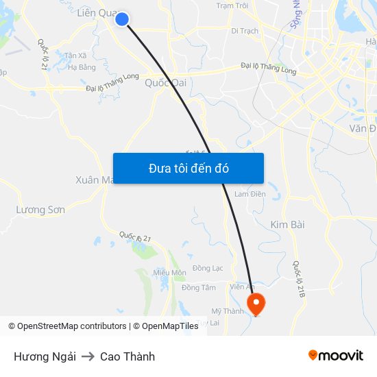 Hương Ngải to Cao Thành map