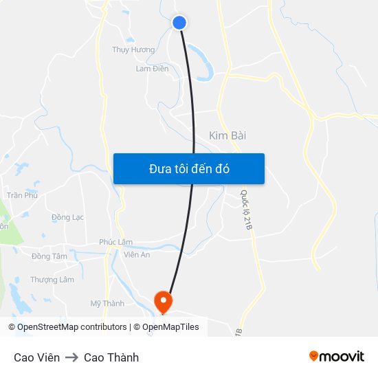 Cao Viên to Cao Thành map