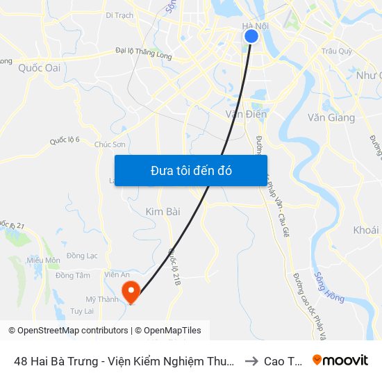 48 Hai Bà Trưng - Viện Kiểm Nghiệm Thuốc Trung Ương to Cao Thành map