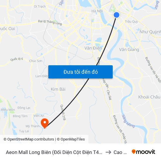 Aeon Mall Long Biên (Đối Diện Cột Điện T4a/2a-B Đường Cổ Linh) to Cao Thành map