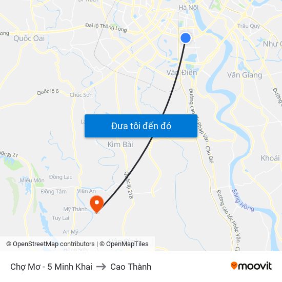 Chợ Mơ - 5 Minh Khai to Cao Thành map