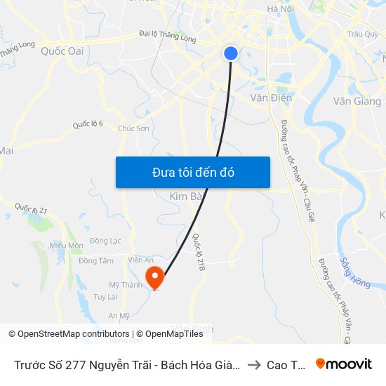 Trước Số 277 Nguyễn Trãi - Bách Hóa Giày Thượng Đình to Cao Thành map