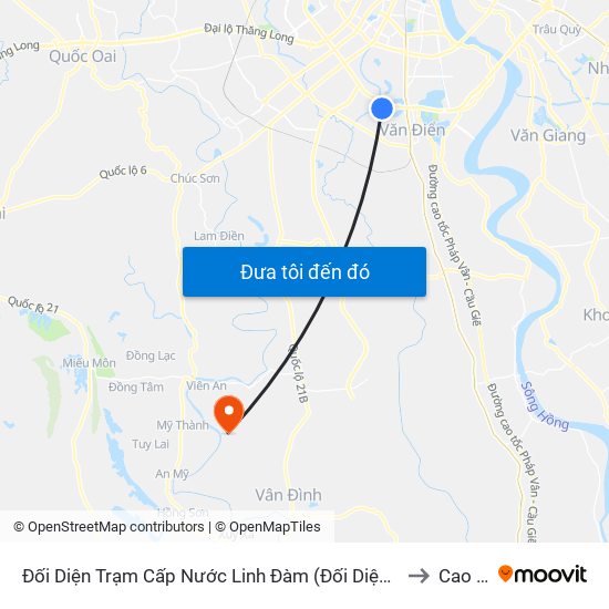Đối Diện Trạm Cấp Nước Linh Đàm (Đối Diện Chung Cư Hh1c) - Nguyễn Hữu Thọ to Cao Thành map