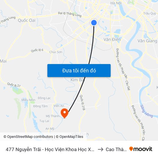 477 Nguyễn Trãi - Học Viện Khoa Học Xã Hội to Cao Thành map