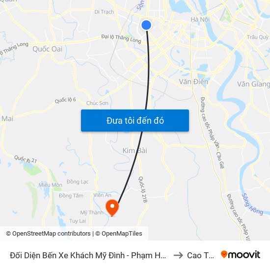 Đối Diện Bến Xe Khách Mỹ Đình - Phạm Hùng (Cột Trước) to Cao Thành map