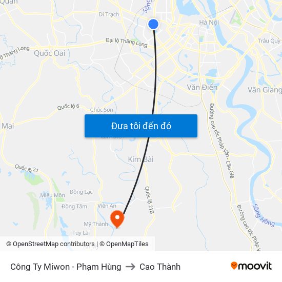 Công Ty Miwon - Phạm Hùng to Cao Thành map