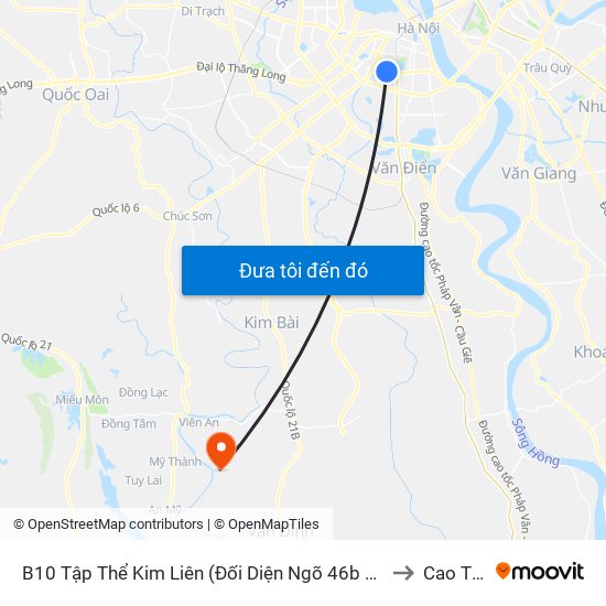 B10 Tập Thể Kim Liên (Đối Diện Ngõ 46b Phạm Ngọc Thạch) to Cao Thành map